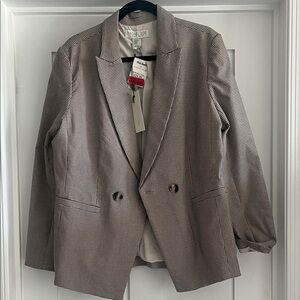 Rachel Zoe Blue/Gold/White Houndstooth Blazer NWT